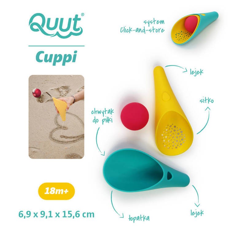Zestaw 2 łopatek wielofunkcyjnych z piłeczką Cuppi Banana Blue / QUUT
