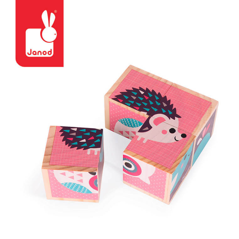 Klocki drewniane Puzzle 6w1 Zwierzątka / Janod