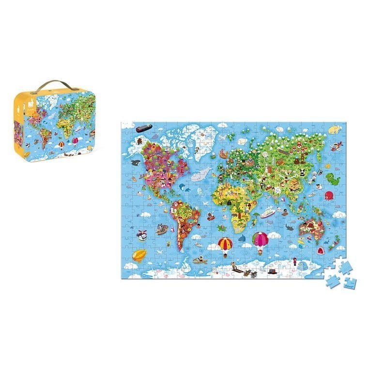 Puzzle w walizce Ogromna mapa świata 300 elementów 7+ / Janod