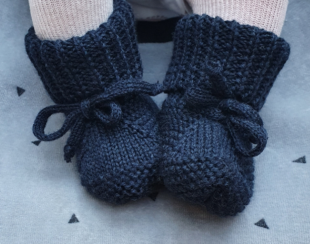 Buciki niemowlęce merino - dark cream / Pink no More