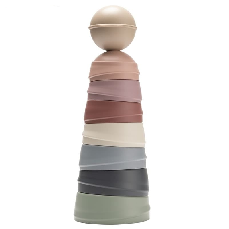 Wieża dwustronna z grzechotką Wobbly Tower - Pastel Rainbow / BIBS