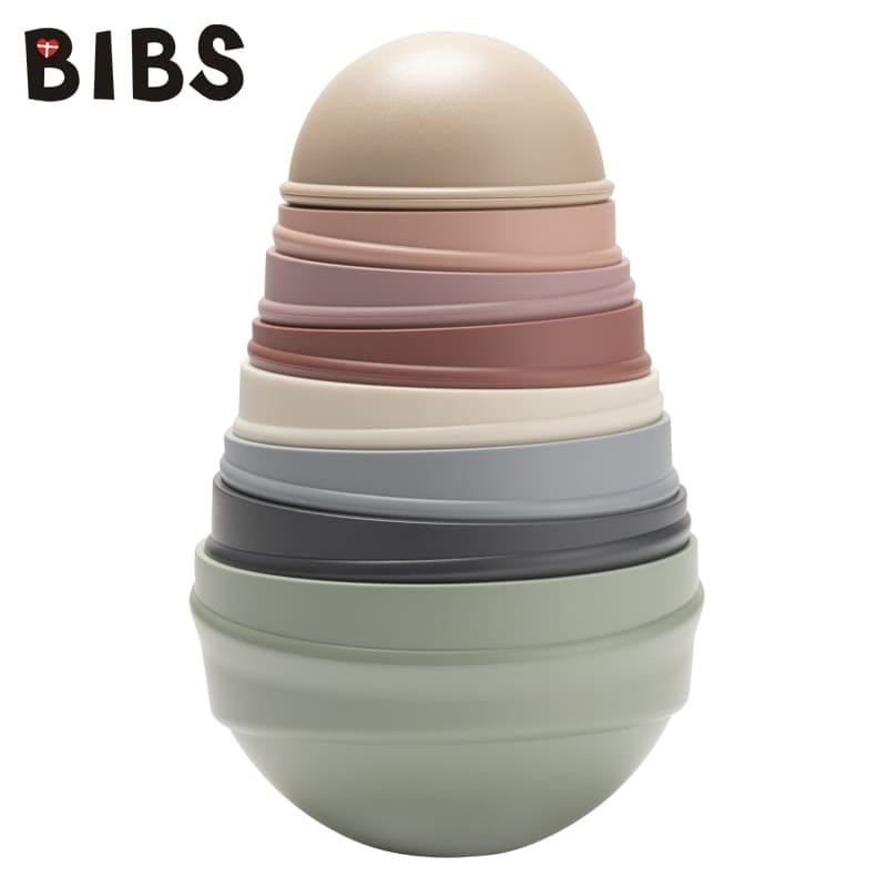Wieża dwustronna z grzechotką Wobbly Tower - Pastel Rainbow / BIBS