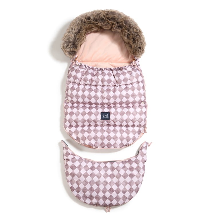 Zimowy śpiworek ASPEN WINTERPROOF COMBO - PRINCESS CHESSBOARD, POWDER PINK / La Millou