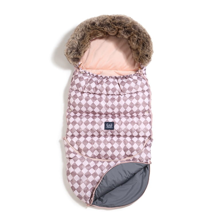Zimowy śpiworek ASPEN WINTERPROOF COMBO - PRINCESS CHESSBOARD, POWDER PINK / La Millou