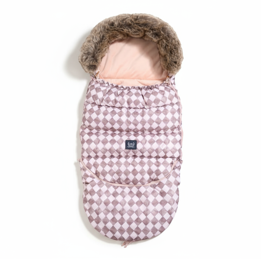 Zimowy śpiworek ASPEN WINTERPROOF COMBO - PRINCESS CHESSBOARD, POWDER PINK / La Millou