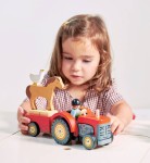 Drewniany traktor z przyczepą i akcesoriami / Tender Leaf Toys