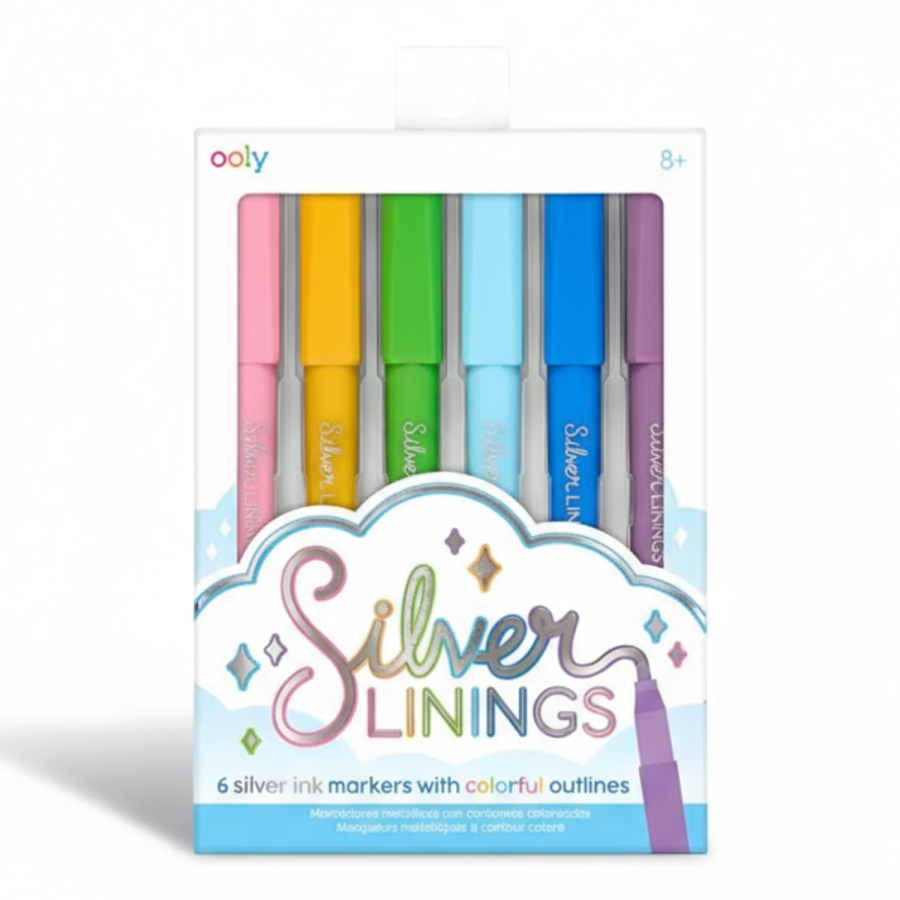 Flamastry Metaliczne z konturem, Silver Linings / Ooly