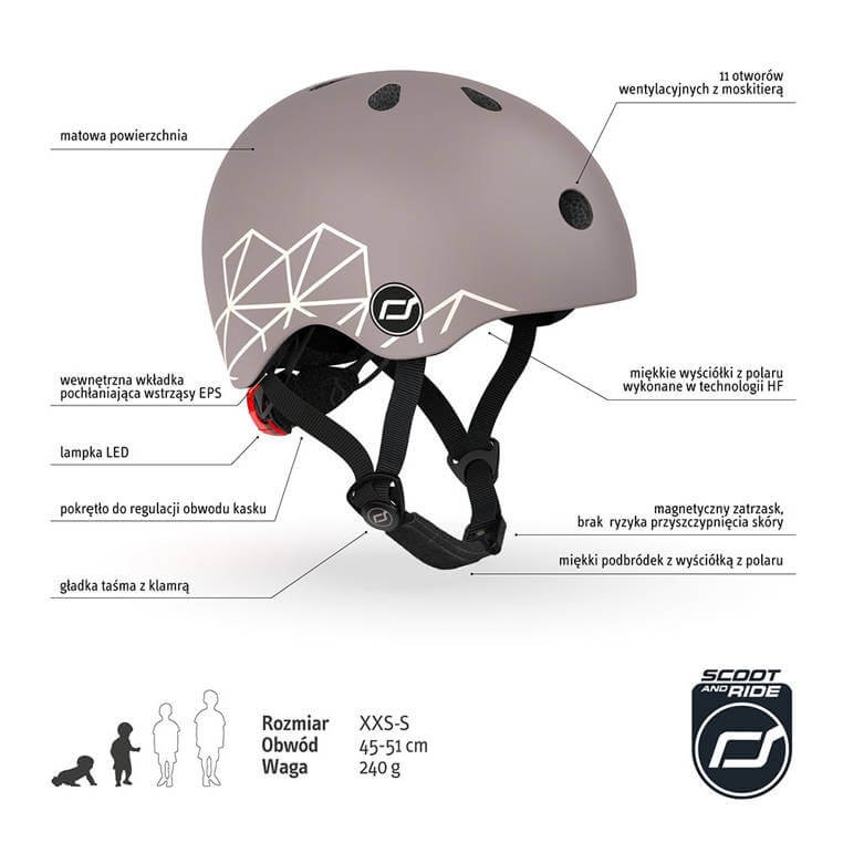 Kask XXS-S dla dzieci 1-5 lat Brown Lines / Scootandride