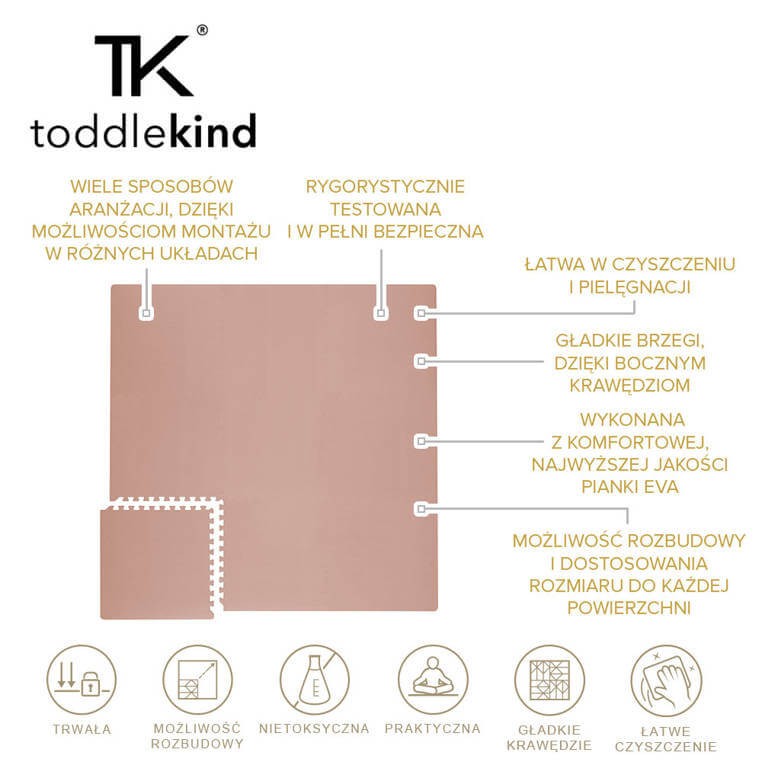Mata do zabawy piankowa podłogowa Classic Playmat Blush / Toddlekind TK38099