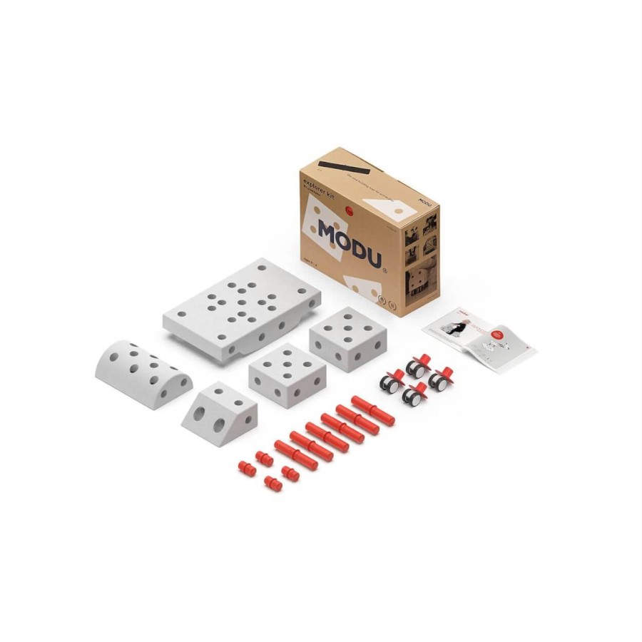 Kreatywne klocki rozwijające motorykę dużą, Explorer kit 8 in1 – czerwony / MODU