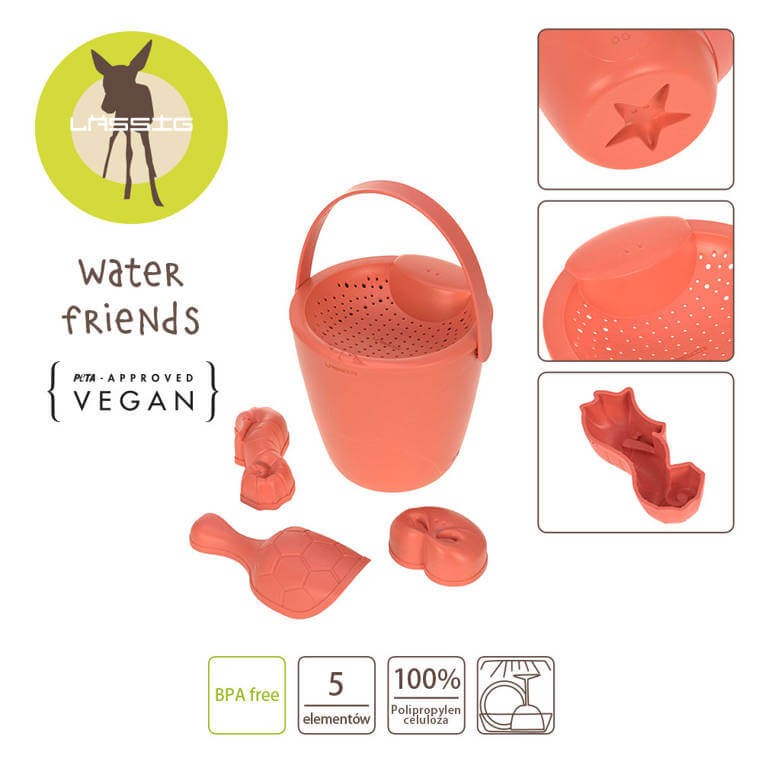 Zestaw 5 zabawek do piasku Water Friends - różowy / Lassig