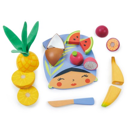 Drewniana deska z owocami tropikalnymi do krojenia / Tender Leaf Toys