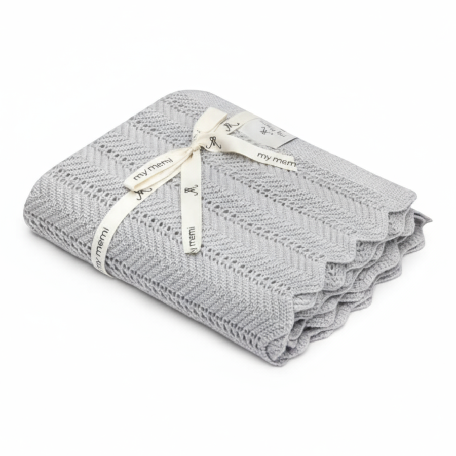 Bambusowy kocyk light grey 80x100 - feather / My Memi