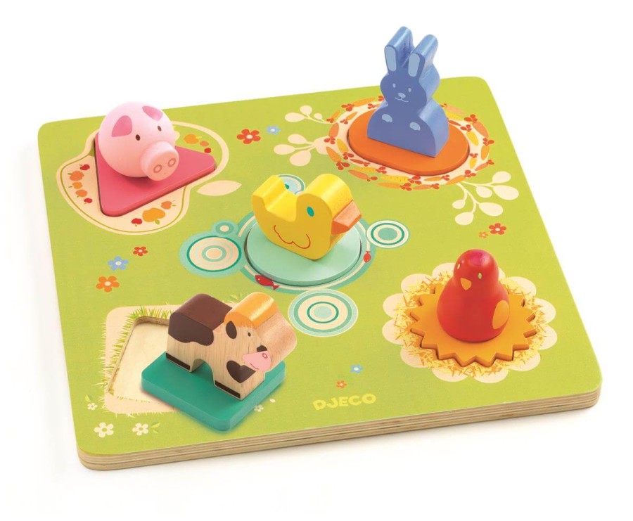 Drewniane puzzle przestrzenne ZWIERZĄTKA / Djeco DJ01030