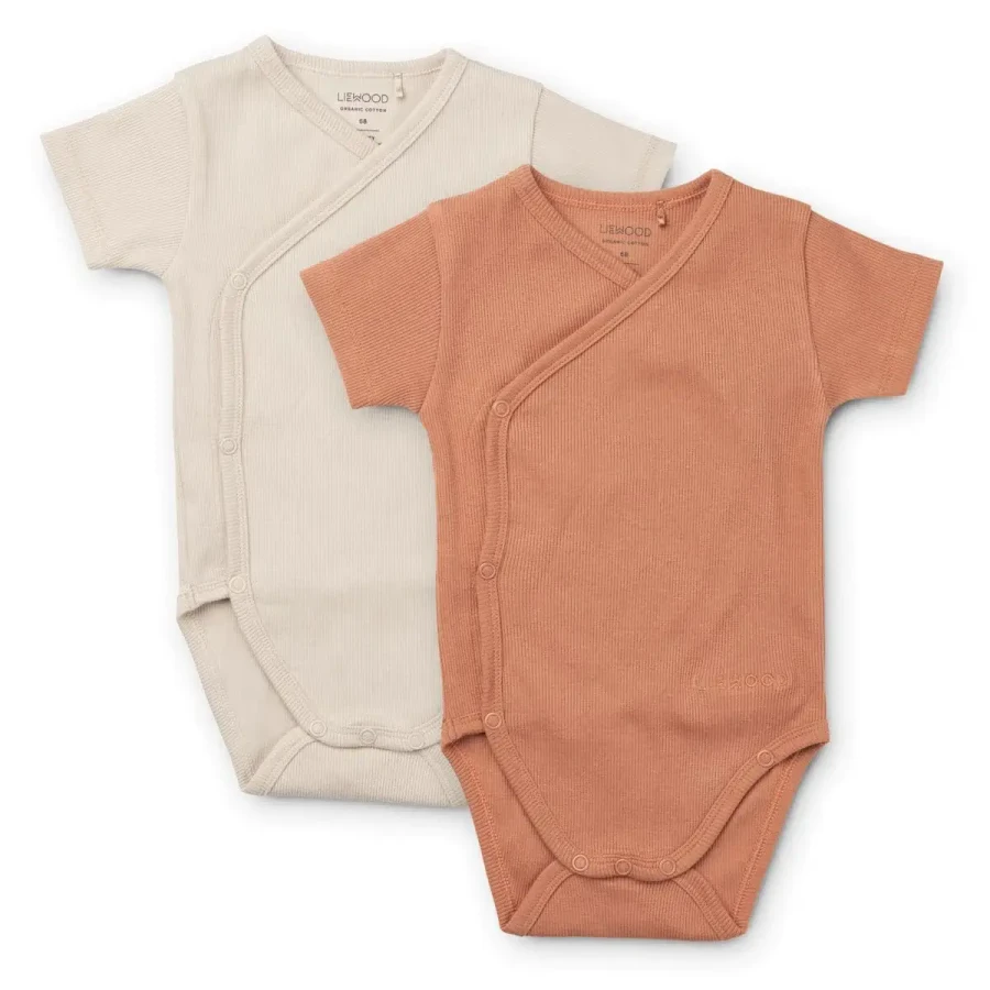 Body niemowlęce z krótkim rękawem Hali 2-pak – Tuscany rose, sandy / Liewood