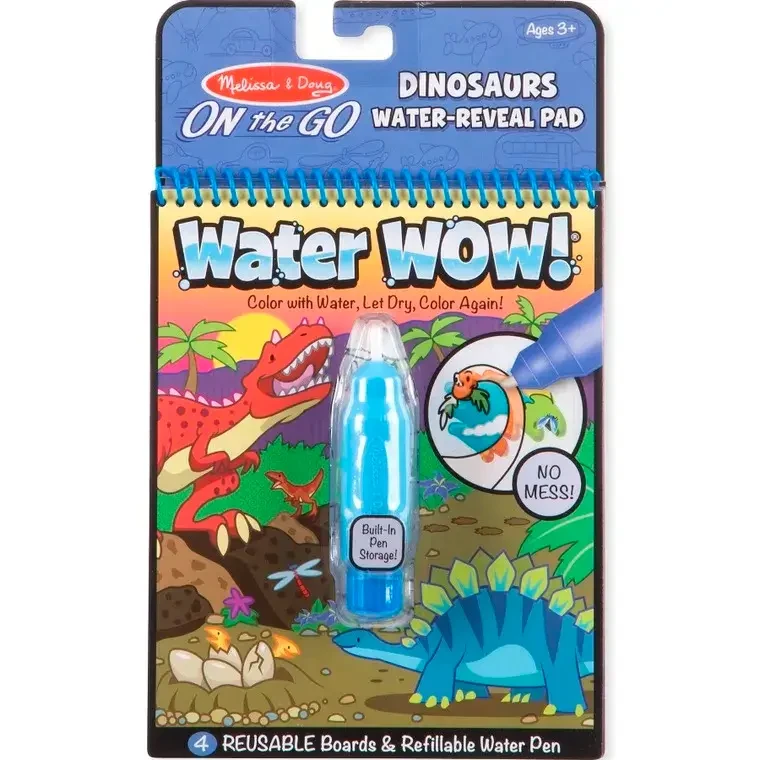 Melissa and Doug, Wielorazowa Wodna Kolorowanka WATER WOW Dinozaury