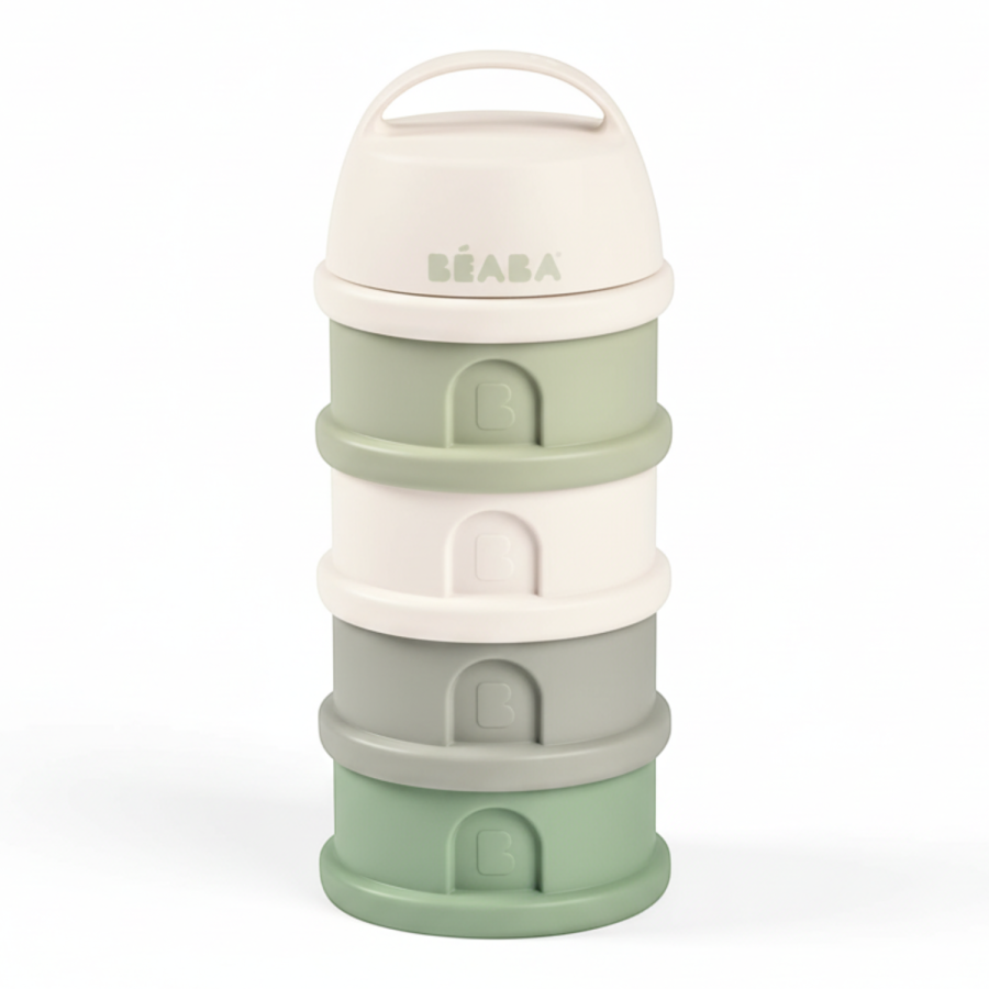 Pojemniki na mleko w proszku 4 komory cotton white-sage green / Beaba