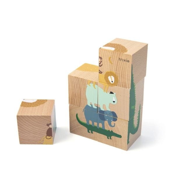 Animals Drewniane klocki puzzle / Trixie