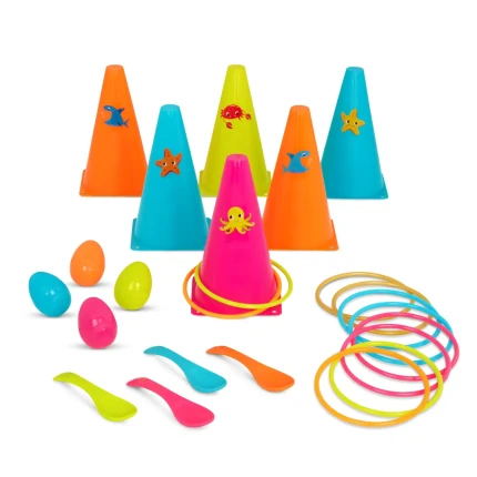 Zestaw do dwóch gier na świeżym powietrzy - obręcze i jajka / B.Toys BX2188