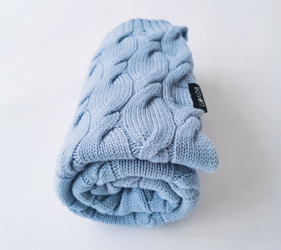 Kocyk z wełny merino - niebieski, kolekcja PREMIUM / Lullalove