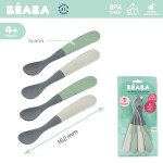 Zestaw 4 łyżeczek silikonowych 4 m+: mineral grey, sage green / Beaba
