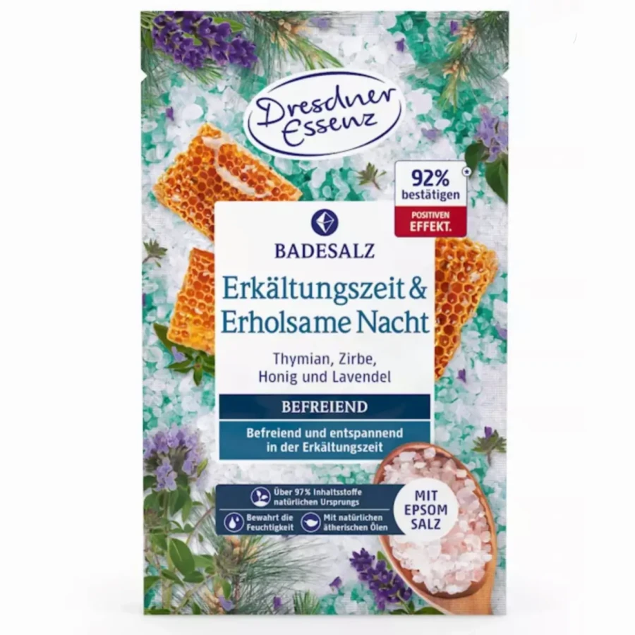 Na przeziębienie i spokojny sen - sól do kąpieli z solą epsom, 60g / Dresdner Essenz