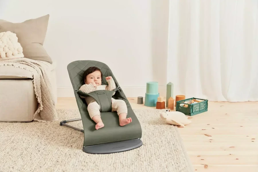 BABYBJORN - leżaczek BLISS WOVEN - Ciemnozielony