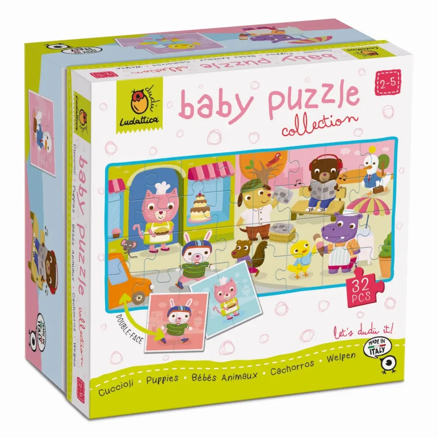 Baby puzzle - dwustronne puzzle dla najmłodszych - MAŁE ZWIERZĄTKA / Ludaticca