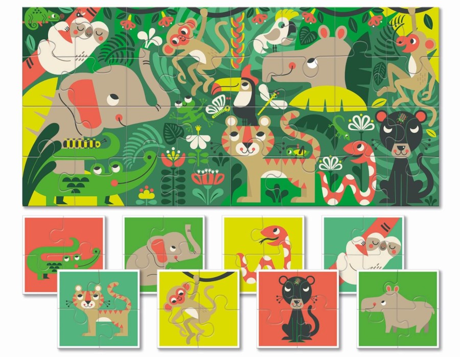 Baby puzzle - dwustronne puzzle dla najmłodszych - DŻUNGLA / Ludattica