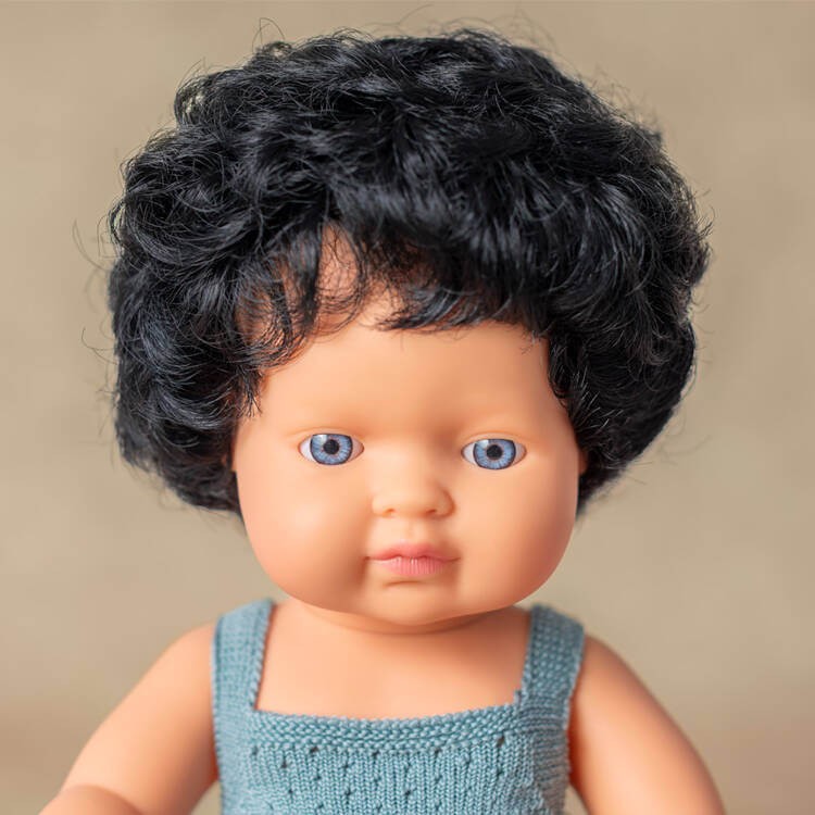 Lalka chłopiec Europejczyk Colourful Edition - Czarne Kręcone Włosy, 38cm / Miniland Doll