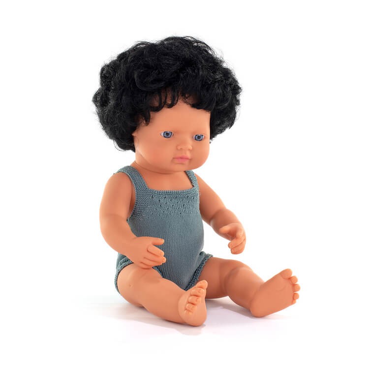 Lalka chłopiec Europejczyk Colourful Edition - Czarne Kręcone Włosy, 38cm / Miniland Doll