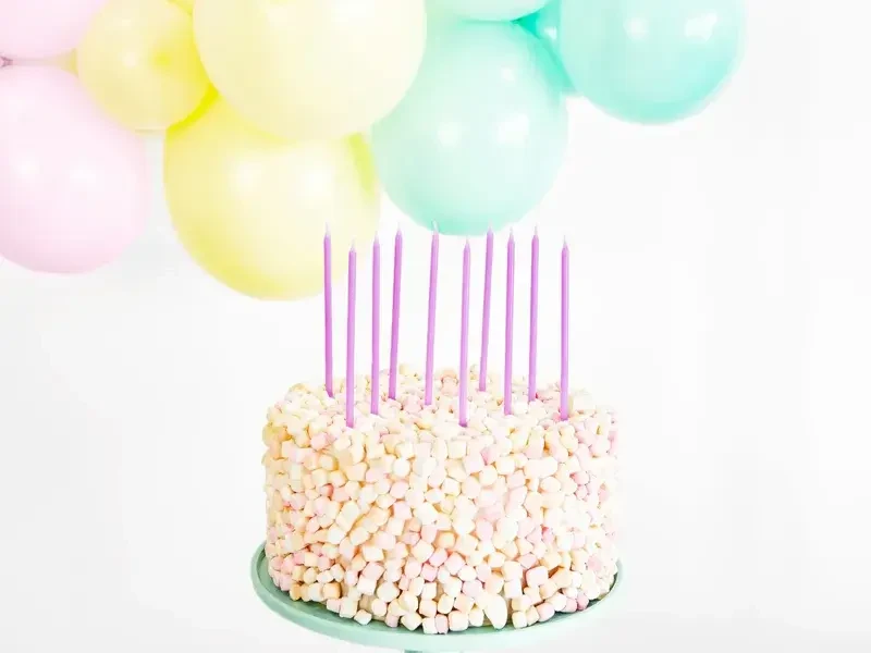 Świeczki urodzinowe gładkie, 14cm - jasny liliowy / PartyDeco