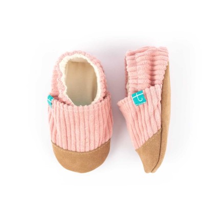 Kapcie do domu, żłobka, przedszkola - Cuddly Pink, sztruks / TITOT