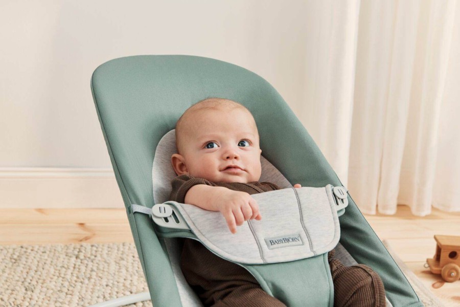 BABYBJORN - leżaczek BALANCE SOFT WOVEN JERSEY, light sage - grey