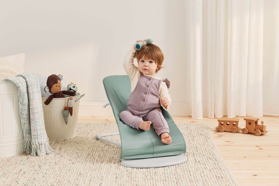 BABYBJORN - leżaczek BALANCE SOFT WOVEN JERSEY, light sage - grey