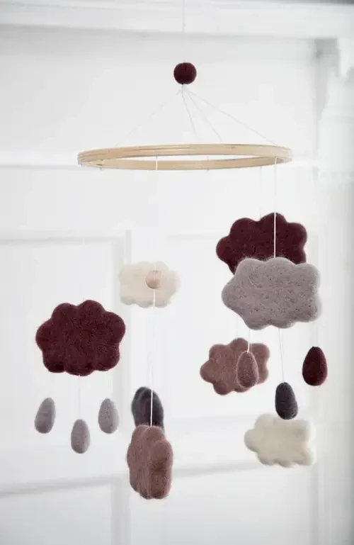 Filcowa Karuzela Mobile - clouds, cotton candy pink / Sebra