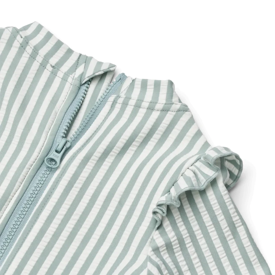 Kostium kąpielowy UV z długim rękawem Sille - sea blue, white stripe / Liewood