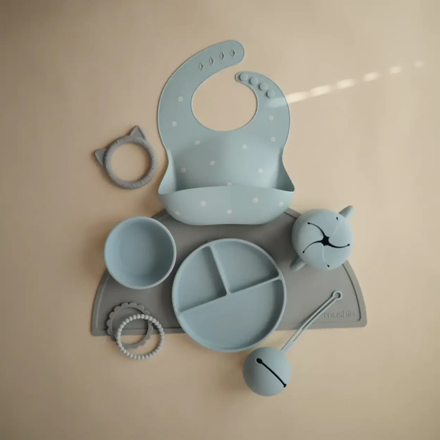 Miseczka sylikonowa z przyssawką - Powder Blue / Mushie