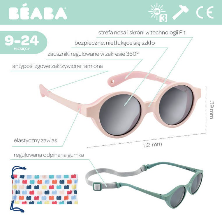 Okulary przeciwsłoneczne dla dzieci 9-24 miesięcy, Joy - Rose / Beaba