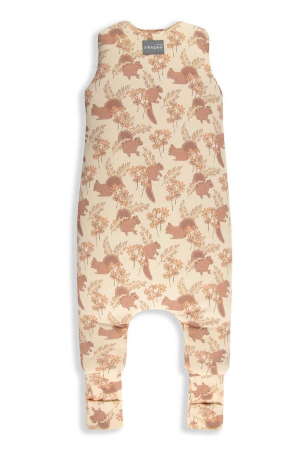 Dwustronny śpiworek z nóżkami - Vintage Animals Almond - Cream / Sleepee