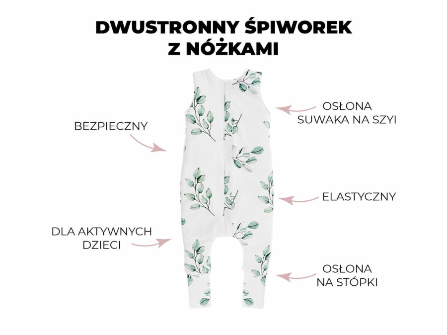Dwustronny śpiworek z nóżkami - Vintage Animals Almond - Cream / Sleepee