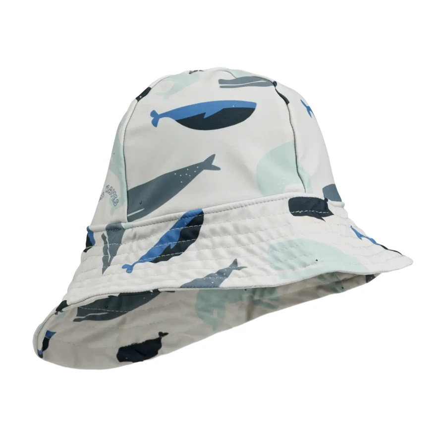 Letni kapelusz UV Josefine: Whales, Cloud blue / Liewood