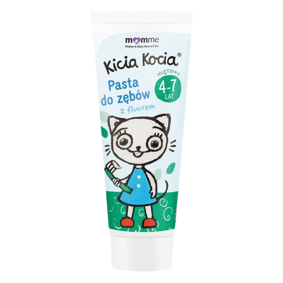 Żelowa pasta do zębów o smaku miętowym 4-7 lat z fluorem Kicia Kocia 50 ml /MomMe