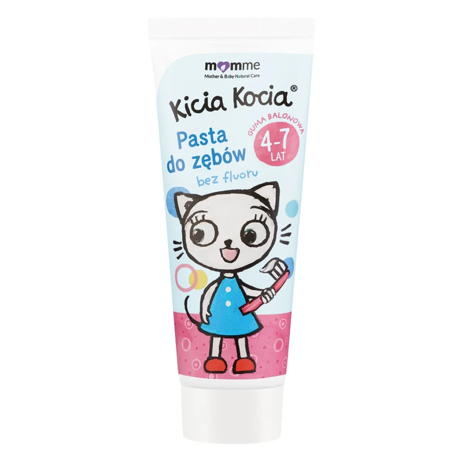 Żelowa pasta do zębów o smaku gumy balonowej 4-7 lat bez fluoru Kicia Kocia 50 ml /MomMe