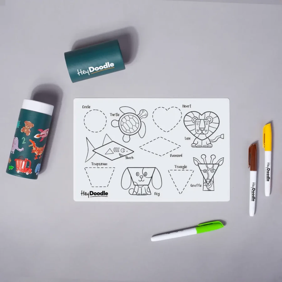 Mata Silikonowa do Kolorowania A4 - Kształty / HeyDoodle