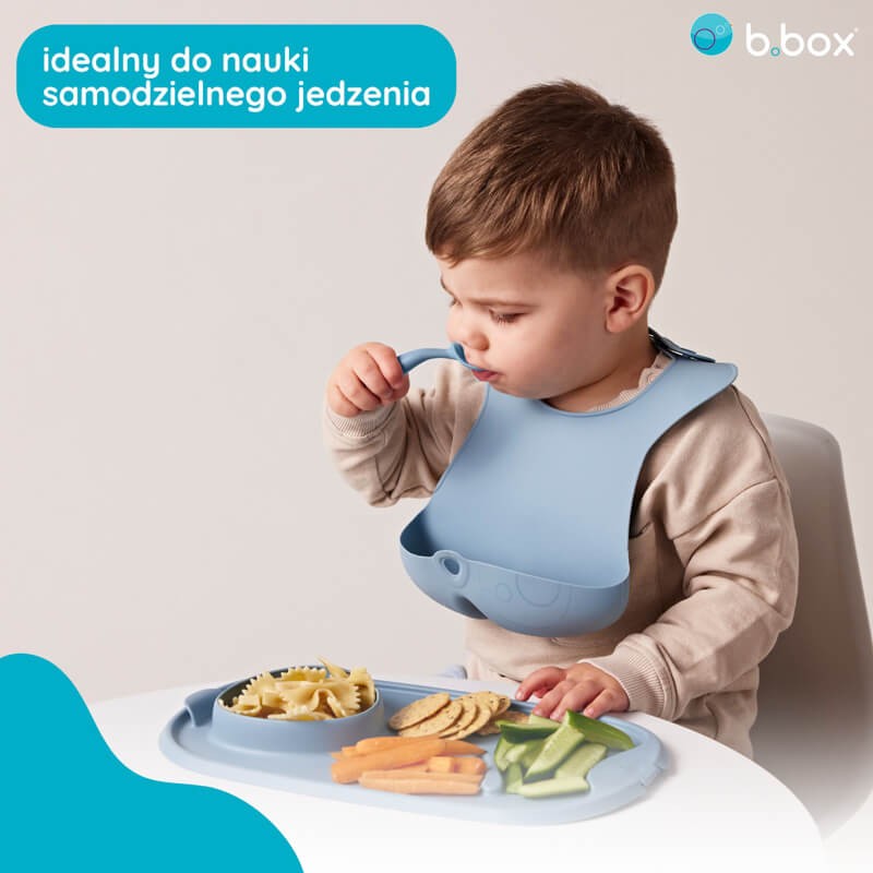 Śliniak z otwartą kieszonką niebieski / b.box