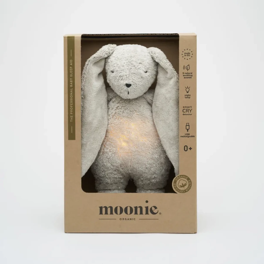Moonie NATUR - szumiący króliczek z lampką - GRAY