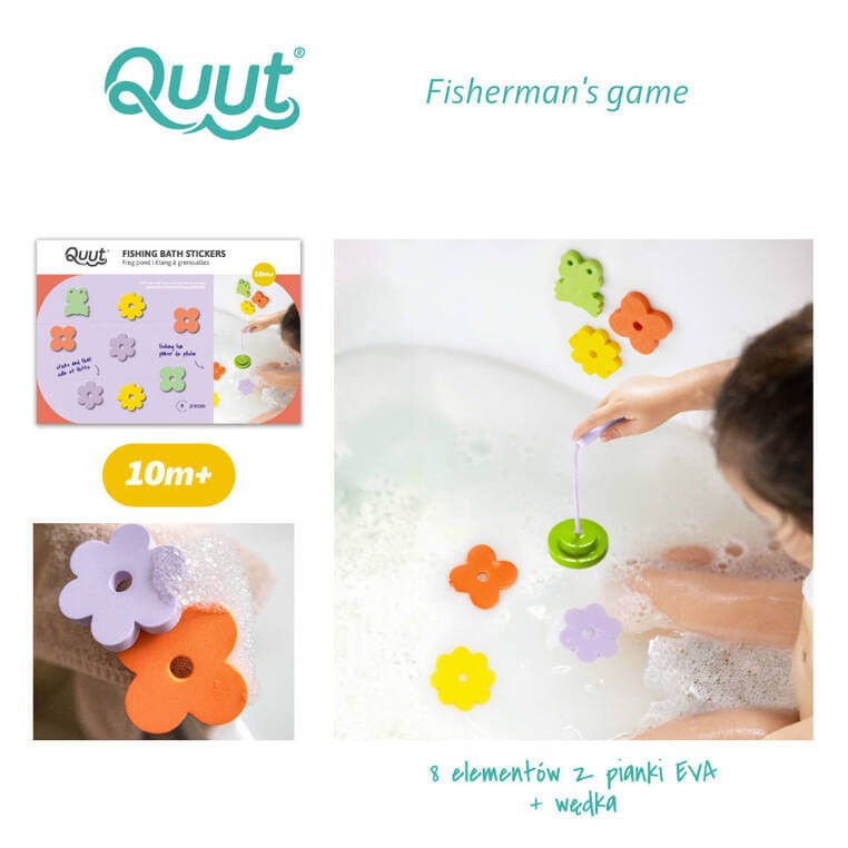 Zestaw piankowych naklejek do kąpieli z wędką Frog pond / QUUT