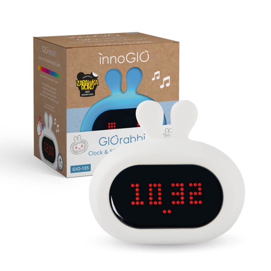 Silikonowa lampka nocna z budzikiem GIOrabbit / InnoGIO