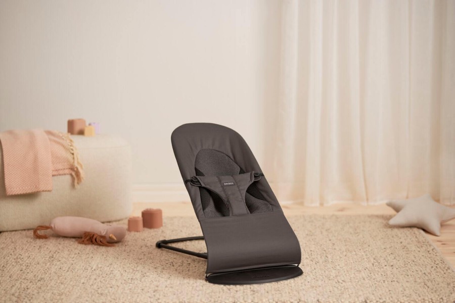 BABYBJORN - leżaczek BALANCE SOFT WOVEN, JERSEY Tri Fabric, Ciemny Szary